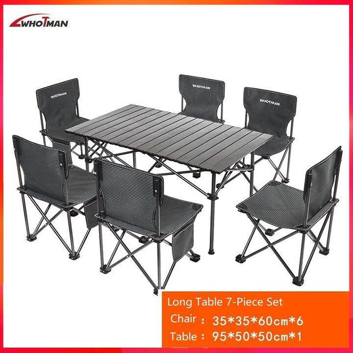Whotman Carbon Steel 3/5/7 Folding Table and Chair Set Floor Stand