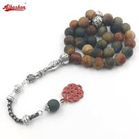 Tasbih Diaspro Naturale Rosso Picasso Pietra 33 Perline Bracaccialetto Accessori Musulmani Eid ADHA A Portata Di Gioielli Turchi Lamici