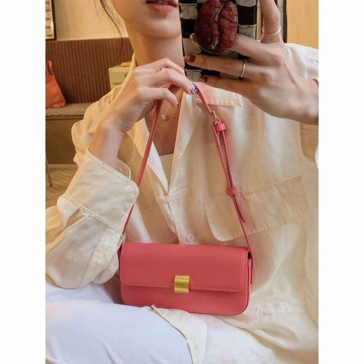 กระเป๋าถือสตรีใหม่กระเป๋ารักแร้2023สีชมพูกระเป๋าสีกระเป๋านักช้อปผู้หญิงสะพายไหล่ขนาดเล็ก