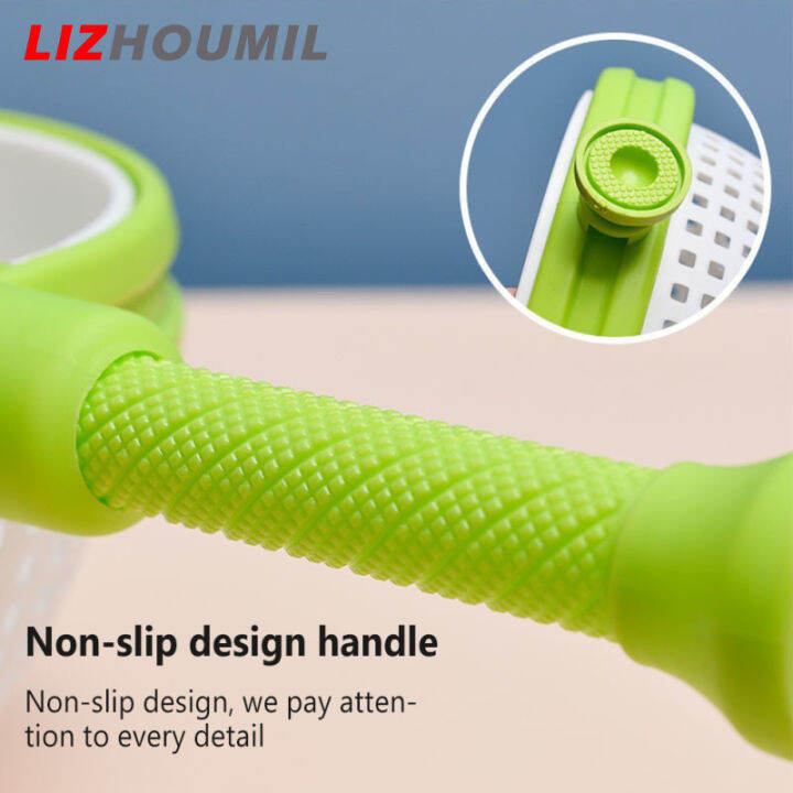 lizhoumil-เครื่องคลุกสลัดทำครัวพร้อมที่จับกันลื่นกระชอนหมุนได้360องศาสำหรับผักผลไม้