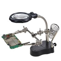 ❇ Welding Adjustable Magnifying Glass LED Light Clip Magnifier Soldering Solder Iron Stand Holder Lens Station Repair phone Tools