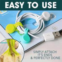 ℡✒✘ 5PCS Snap-On Magnetic Cable Ties Silicone Earphone Cord Winder USB Cable Wire Organizer Holder Clips For Earphone Data Cable