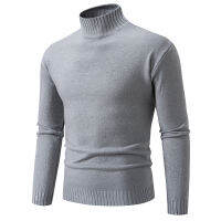 ฤดูใบไม้ร่วงฤดูหนาวผู้ชาย Mock คอ Pullovers ถักเสื้อกันหนาวสีทึบ Slim Fit แฟชั่นเสื้อกันหนาวผู้ชายสบายๆเสื้อผ้า2023