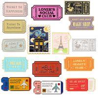 hot【DT】 Airline Ticket Enamel Brooch Movie Lonely Drop Badge Punk Jewelry Lapel Pins