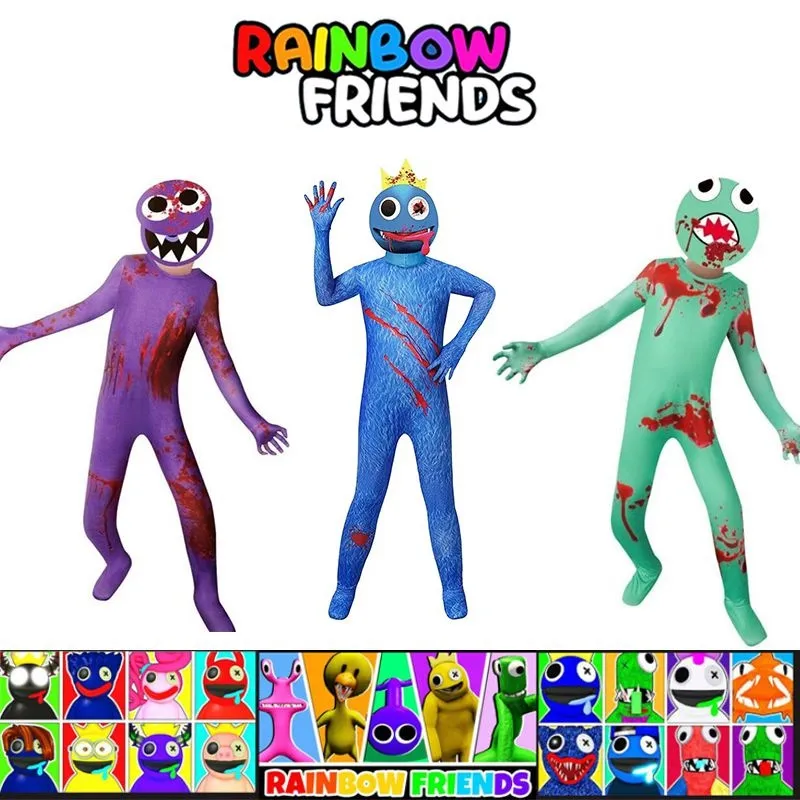 5-12 Years Kids Roblox Rainbow Friends Cosplay Costume Green Jumpsuit Gifts