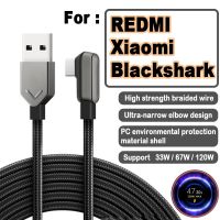 6A สายชาร์จ USB 120W Type C สำหรับ Black Shark 3 4 4S 5 RS Pro Redmi K40 K50ข้อศอกชุดปั้มอากาศรถยนต์90องศามุมฉาก180ซม.