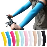 【YY】1Pair Sunscreen Arm Sleeves Ice Silk Cooling Anti-sunburn Sleeve Elastic Compression Sleeve Outdoor Running Driving Arm Warmers