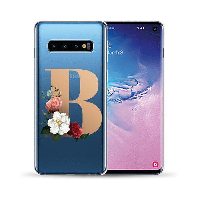 shine-electron-เคสซิลิโคนลายดอกไม้ตัวอักษรภาษาอังกฤษ26ตัว-เคส-s10-samsung-galaxy-s9-s20-plus-ultra-5g-s10e