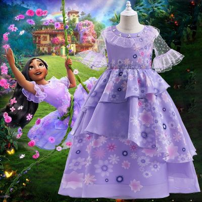 Mirabel Cosplay Costumes Encanto Fancy Princess Dresses Children Birthday Carnival Party Clothing Kids Clothes Isabela Dress Up