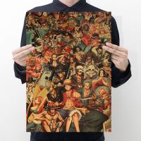 【A051】 The New One Piece Family Portrait Vintage Kraft Paper Poster Stationery Store Bookstore Animation Peripheral Products