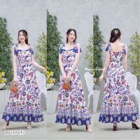 BS2375  MAxidress เดรสยาวผูกไหล่