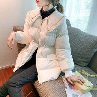 2022ฤดูหนาวใหม่ Lapel Cotton Coat ผู้หญิงซิป Lace Up เอวลง Cotton Jaxket