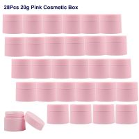 28Pcs/Sets 20g Pink Travel Face Cream Jar Cosmetic Box Refillable Bottle Portable Empty Plastic Tight Waist Container with Lid