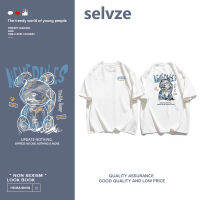 2023 newSELVZE （พร้อมส่งจากกทม มาถึงใน 3วัน）print T-shirt หมีน้อยวินเทจพิมพ์เสื้อยืดแขนสั้นหลวมพอดี T0401