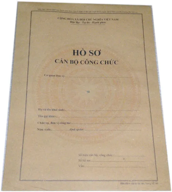 Bộ hồ sơ cán bộ công chức mẫu chuẩn theo QĐ 06/2007/QĐ-BNV ngày 18 ...