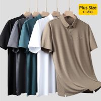 XL-8XL ขนาดใหญ่พิเศษ2ชิ้นขนาดพิเศษหลวมเสื้อโปโลลำลองปกแขนสั้นฤดูร้อนของผู้ชายเสื้อกอล์ฟลำลองอัจฉริยะผ้าระบายอากาศ