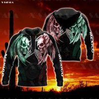 Xzx180305 Mexico double skullar 3D print zipper Hoodie man female Pullover Sweatshirt Hooded Jacket Jersey tracksuit