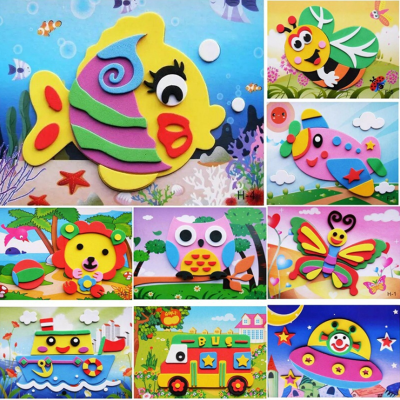 105 Pieces Of Childrens Handmade DIY Material Kit Kindergarten Cartoon Animals 3D Stereo EVA Foam Stickers Educational Toys