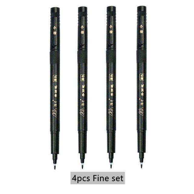 4pcs-hand-lettering-calligraphy-pen-set-extra-fine-brush-waterproof-pigment-for-beginners-writing-signature-drawing-art-supplies