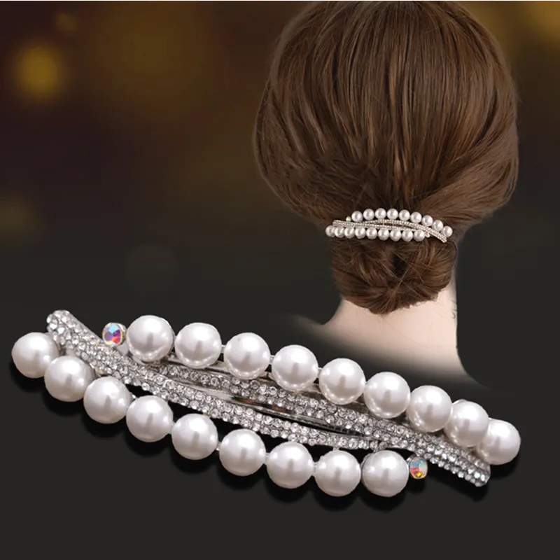 New Temperament Pearl Metal Spring Clip Hair Clip Fashion Hairpin Hair  Accessories | Lazada