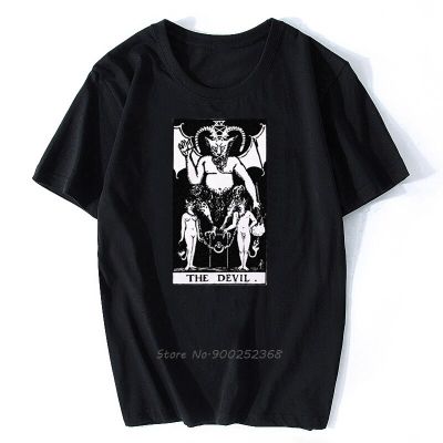 Tarot Card T Shirt The Devil Occult Horror Magic Voodoo Halloween T Shirt Men Cotton Tshirt Tees Harajuku Streetwear 【Size S-4XL-5XL-6XL】
