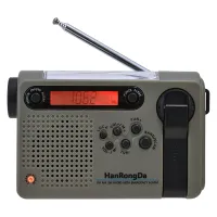 HanRongDa 1 Set Hand Crank Radio AM FM SW Solar Powered Radio with LED Flashlight SOS Alarm Orange