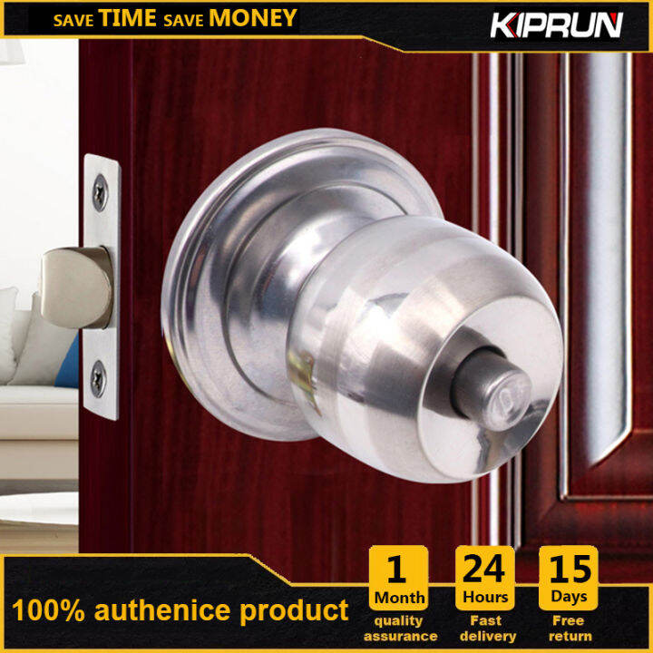 KIPRUN Round Door lock Handle Knobs Lock Stainless Steel Alloy with 3