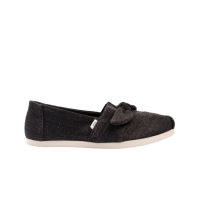 TOMS รองเท้าลำลองผู้หญิง แบบสลิปออน (Slip on) รุ่น Alpargata Seasonal Black Glimmer Bow รองเท้าลิขสิทธิ์แท้