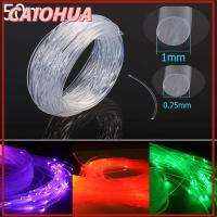 CAIOHUA 50mx0.75mm/1.0mm DIY การตกแต่ง ชัดเจน End Glow ไฟ LED PMMA สายไฟเบอร์ออปติก