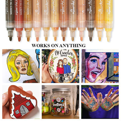 12สี Marker Skin Tones ชุด Art Markers ปากกา3.0มม.0.7มม. ศิลปินอะคริลิคสี Manga ปากกาสำหรับระบายสี