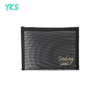 ?【Lowest price】YKS กระเป๋าเครื่องสำอางตาข่ายสีดำผู้หญิง Travel Casual Zipper Case Organizer Makeup Storage