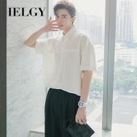 IELGY เสื้อเชิ้ตแขนสั้นสำหรับผู้ชาย,เสื้อบางทรงหลวมทันสมัยสไตล์เกาหลี