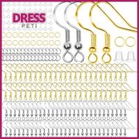 PETI DRESS 300 PCS 2สีค่ะ ชุดตะขอต่างหู ทองและเงิน แผ่นยางรอง หลังต่างหูใส งานทำมือ โลหะผสมอัลลอยด์ ห่วงสำหรับกระโดด สำหรับการทำเครื่องประดับ DIY