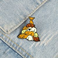 Cute Animal Dogs Brooches Funny Sleeping Puppy Enamel Pins Cartoon Badge Backpack Denim Lapel Pin Jewelry Gifts for Friends Kids