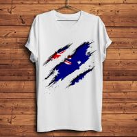 Australia Flag Inside Tearing Tshirt Men White T Shirt Tee