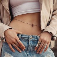 [COD] European and cross-border jewelry summer casual street photography body chain copper bead simple waist new