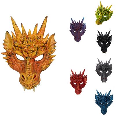 Mardi Gras Halloween Carnival Party PU Foam 3D Chinese Dragon Animal Dragon Mask Cosplay Dragon Scary Mask