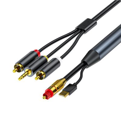 Digital To Analog Audio Conversion Cable 2RCA+3.5Mm Jack Stereo Audio Cable for HDTV,DVD,Headphone(4.9Feet)