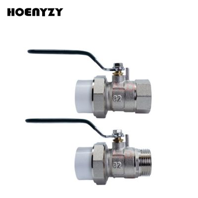 ☞✘ 1/2 quot; 3/4 quot; 1 quot; Male/Female Brass PPR Ball Valve Heat Fusion Plumbing Fitting Single Union Socket Live Connect PPR OD 20/25/32mm