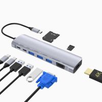 USB3.0มัลติพอร์ต9-In-1มีสไตล์4K HDMI-รองรับตัวอ่าน PD ชาร์จชนิด C ฮับอะแดปเตอร์แท่นวางมือถือ