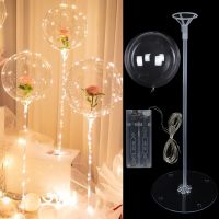 CYUAN 35cm/70cm Plastic Balloon Stand LED Balloons Decor Bobo Baloon Stick Stand With Battery Lights For Glow Party Wedding Balloons