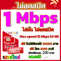 ✅โปรเทพ 1 mbps ไม่อั้นไม่ลดสปีด Max speed 15 Mbps มีโทรฟรีทุกเครือข่ายโบนัส2000+200นาที แถมฟรีเข็มจิ้มซิม✅