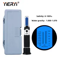 Yieryi เครื่องวัดความเค็ม ATC Salinity Meter 0-100 ‰ Salinity Refractometer ของเหลว, น้ำเกลือ, น้ำทะเล, น้ำดื่ม, น้ำกร่อย, ซุป, บ่อปลา