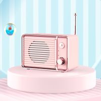 Retro Radio Vintage Bluetooth Pink Speaker Wireless Stereo Speakers Portable Speakers with Powerful Sound TF Card