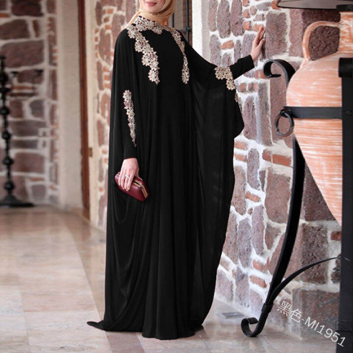 xdye57vu Spring Autumn Muslim Lace Abaya Kimono Hijab Dress Elegant
