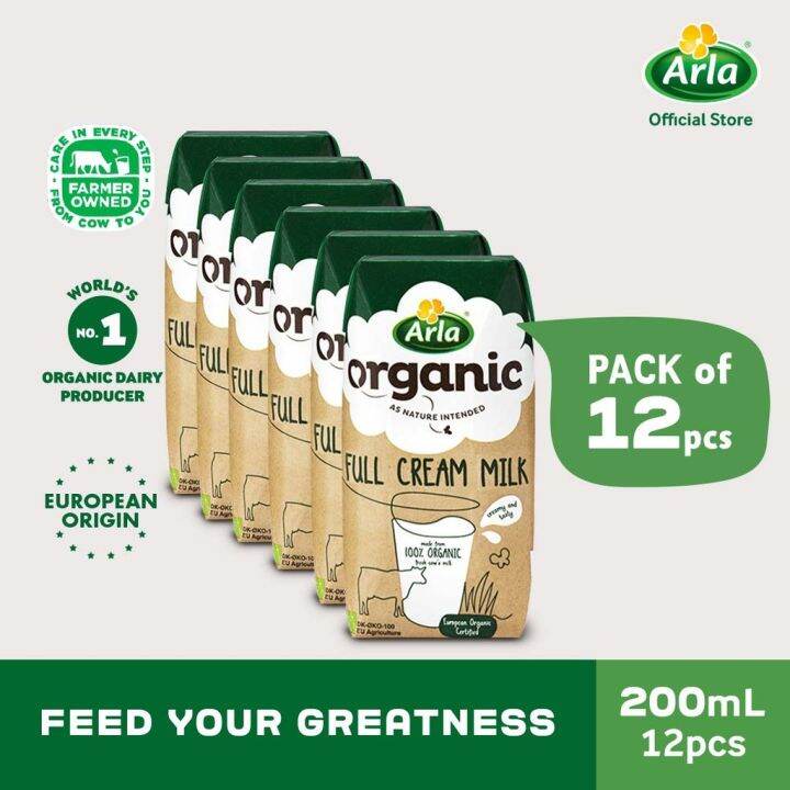 In Stock Arla Organic Full Cream Milk 200ml 12-pack 