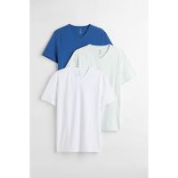 ◇❁ H M เสื้อยืดทรงเข้ารูปแพ็ค 3 ตัว Man 3-pack Slim Fit V-neck T-shirts 0542533 1