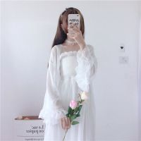 COD SDFGERTYTRRT 【Spot】Womens Korean White Mesh Long Sleeve Dress