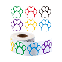 A Roll of 500 Pieces Colorful Paw Stickers Dog Paw Name Tags Labels Stickers 1Inch (Mixed Color)