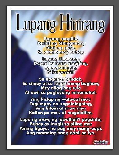 EDUCATIONAL POSTER TARPAULIN FOR KIDS LUPANG HINIRANG 45X60CM | Lazada PH